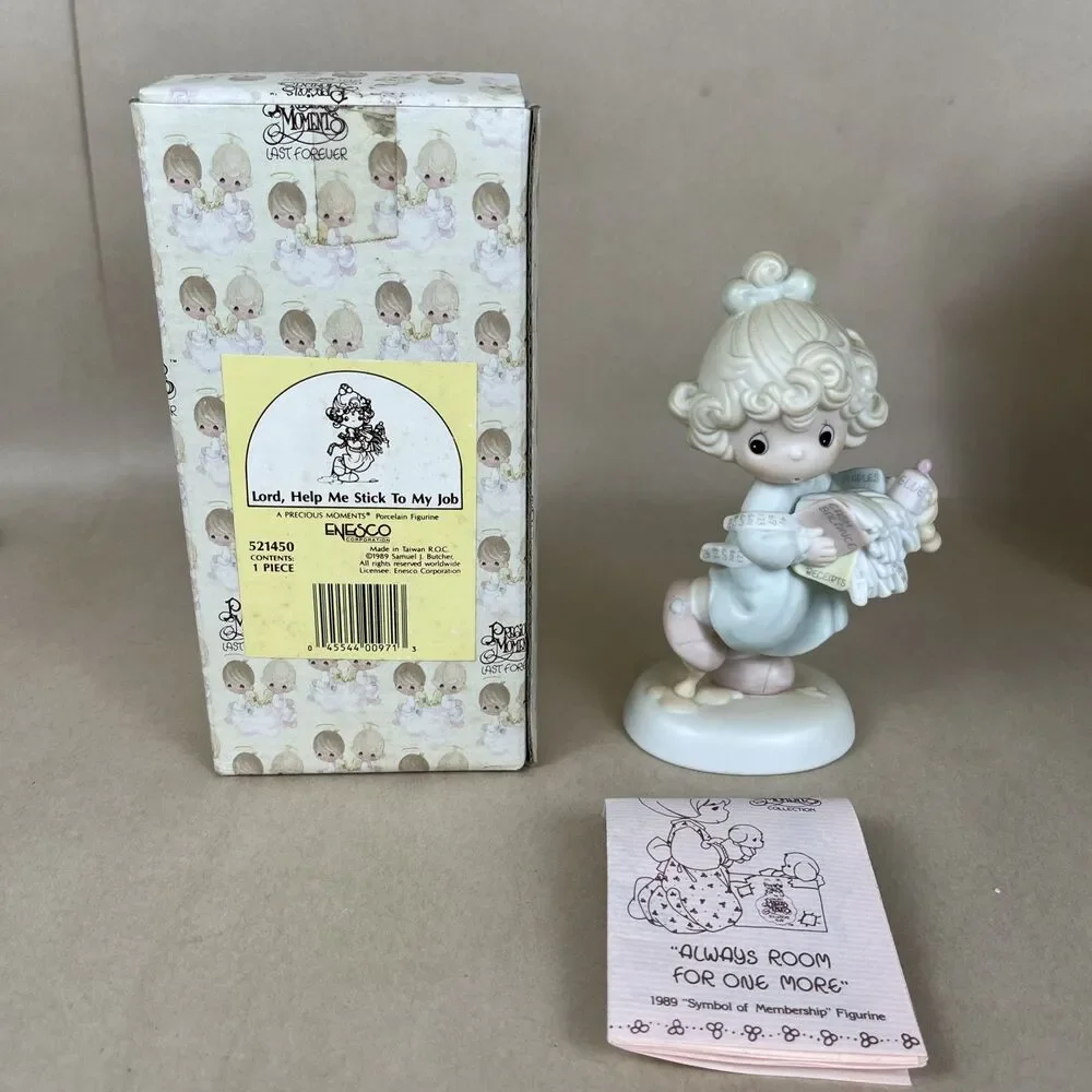 Precious Moments #521450 “Lord Help Me Stick To My Job” 1989 w/box EUC‎